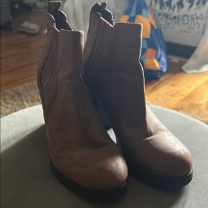 Sam & Libby Brown Ankle Booties with Elastic Panels